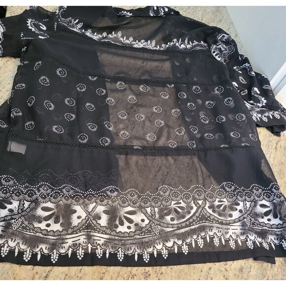 BANANA BAY FINE RESORTWEAR Size L Sheer Cardigan Coverup  3/4 Sleeve Beachy - Picture 14 of 15